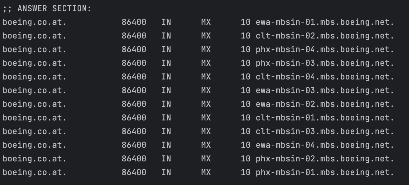Screenshot Boing DNS records